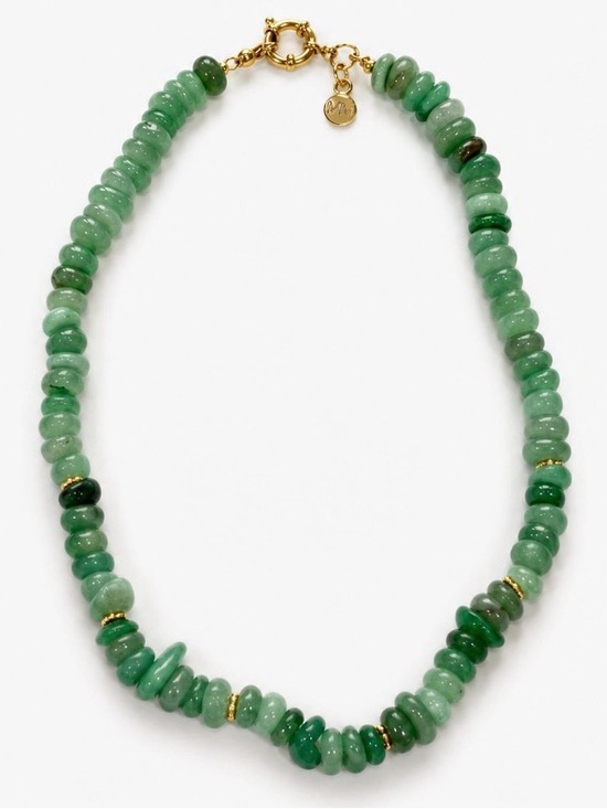 Mayamar Jewelry - Mayamar Green Aventurine Beaded Necklace with Gold
Accents